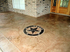 Embossed concrete adds interest to a home entrance
